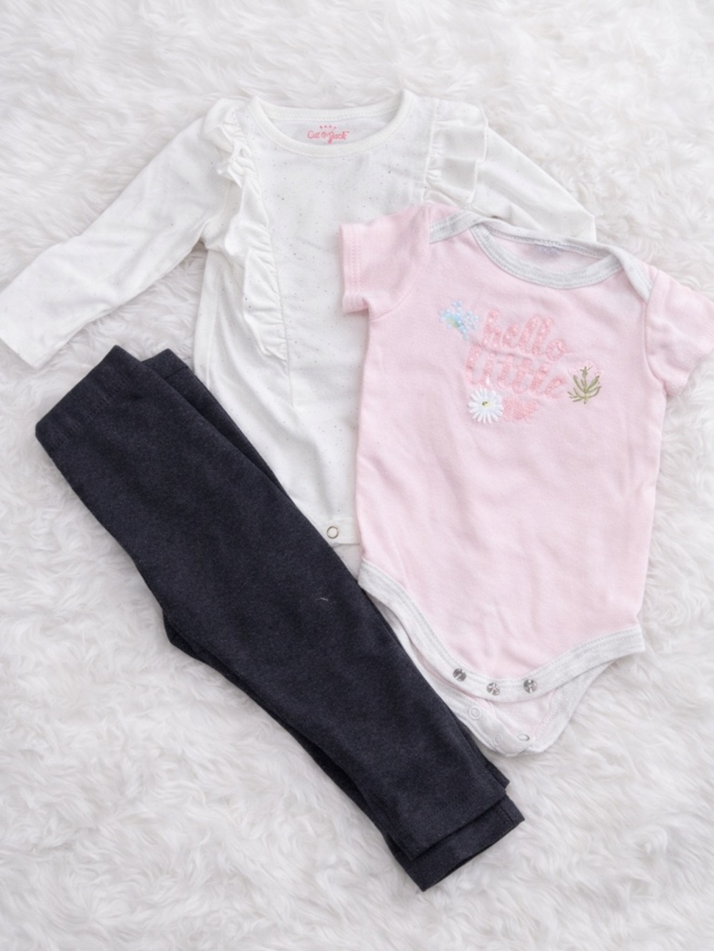 Carters Baby Girl Outfit 6-9M Set Pink Bodysuit Leggings Ruffle Top